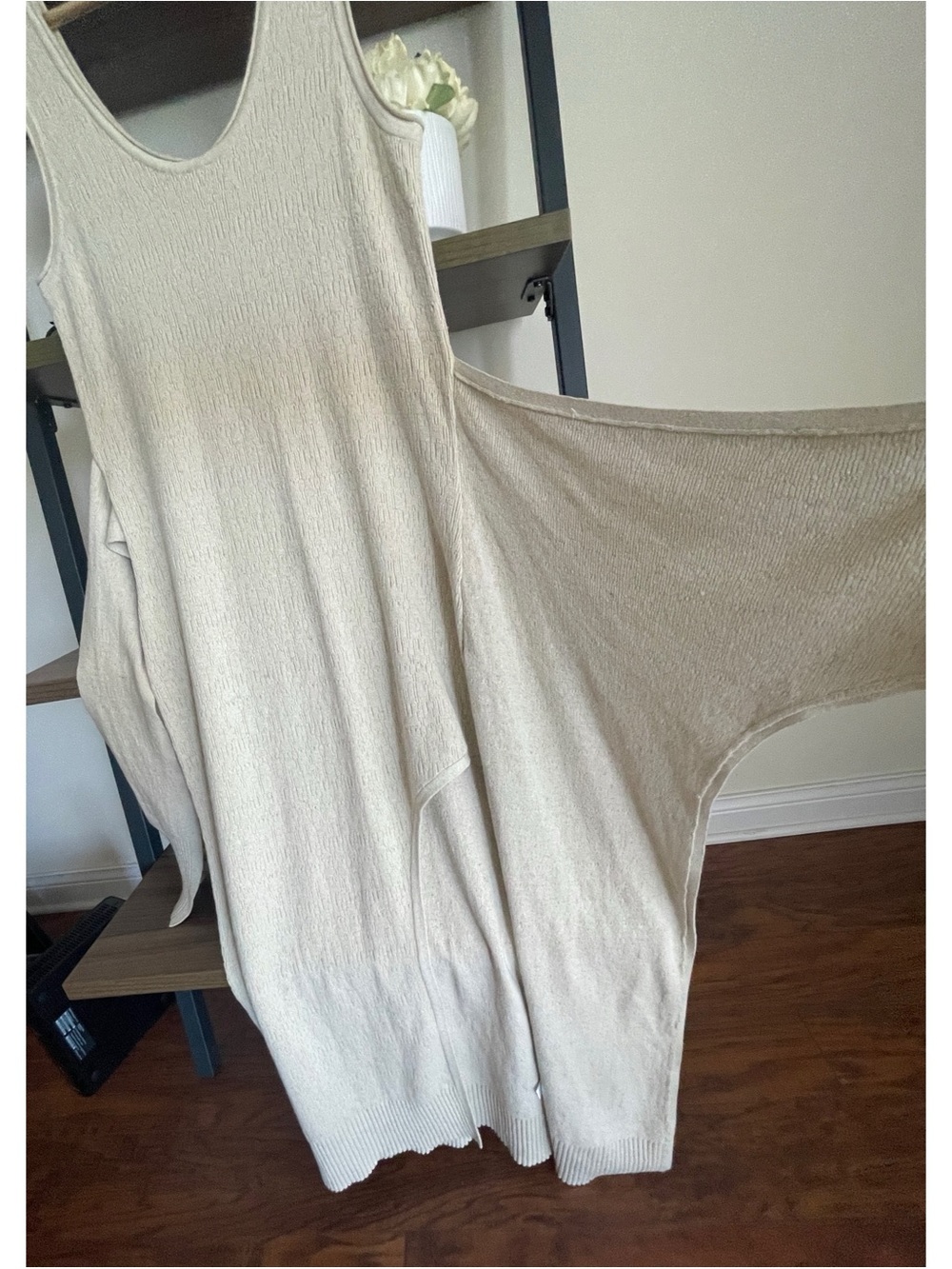 Modern Citizen Sleeveless Knit Tie-Waist Dress, Medium Oatmeal Color - Picture 13 of 16